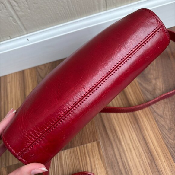 A.P.C. Demi-lune Leather Burgundy Bordeaux Red Crossbody Bag Purse - Picture 8 of 14